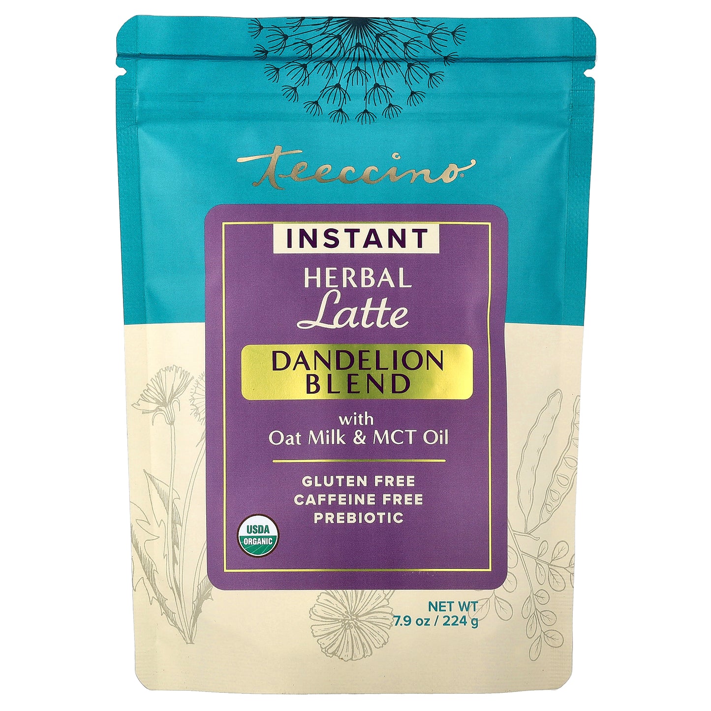 Teeccino, Instant Herbal Latte, Dandelion Blend, Caffeine Free, 7.9 oz (224 g)