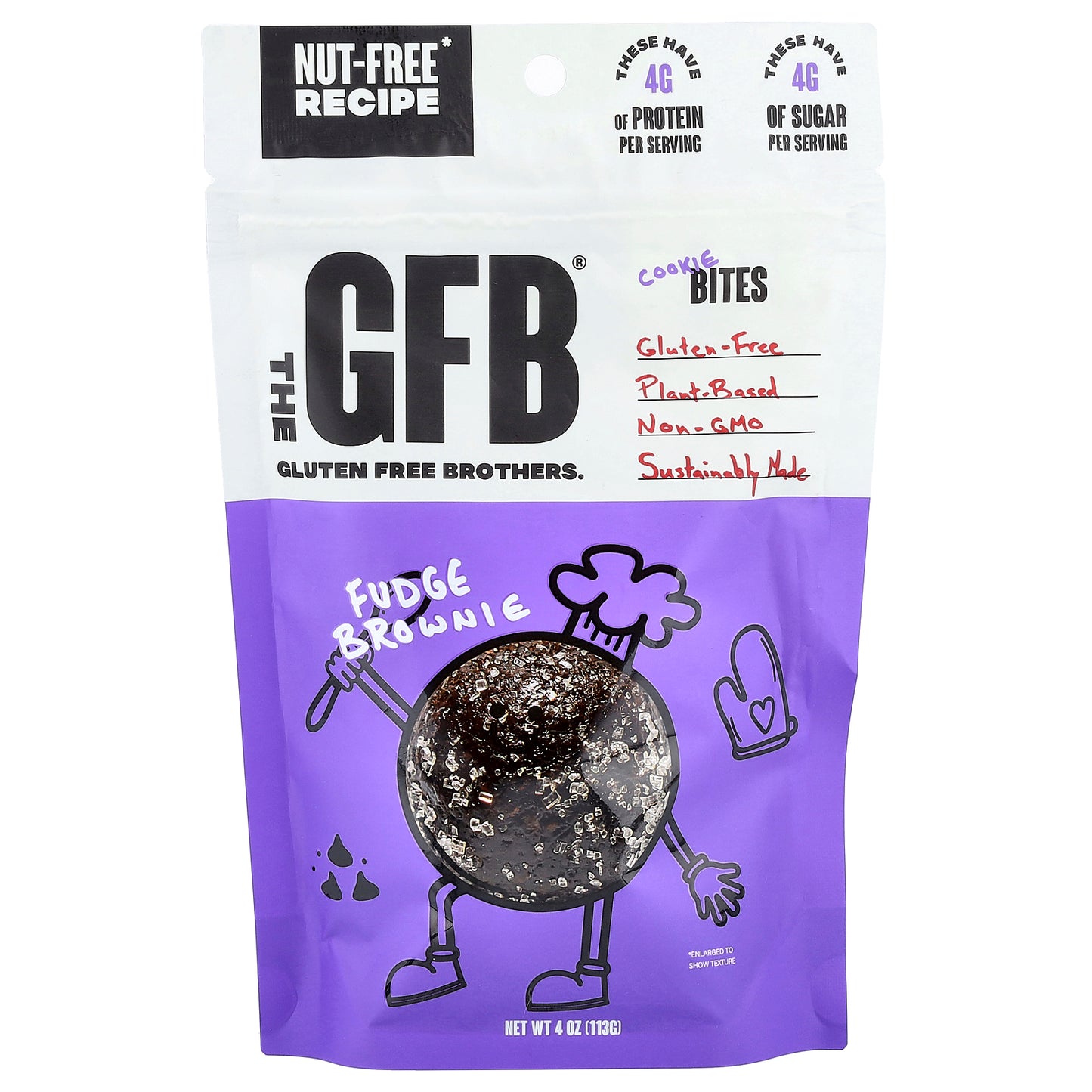 The GFB, Gluten Free Cookie Bites, Fudge Brownie, 4 oz (113 g)