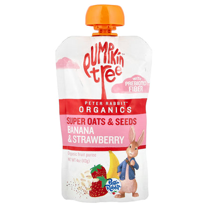 Pumpkin Tree Organics, Peter Rabbit™ Organics, Organic Fruit Puree, Super Oats & Seeds, Banana & Strawberry, 4 oz (113 g)