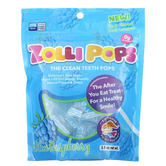 Zollipops, The Clean Teeth Pops, Blue Raspberry, 3.1 oz