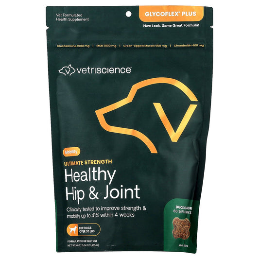 VetriScience, Healthy Hip & Joint, Ultimate Strength, For Dogs, Duck, 60 Soft Chews, 15.34 oz (435 g)