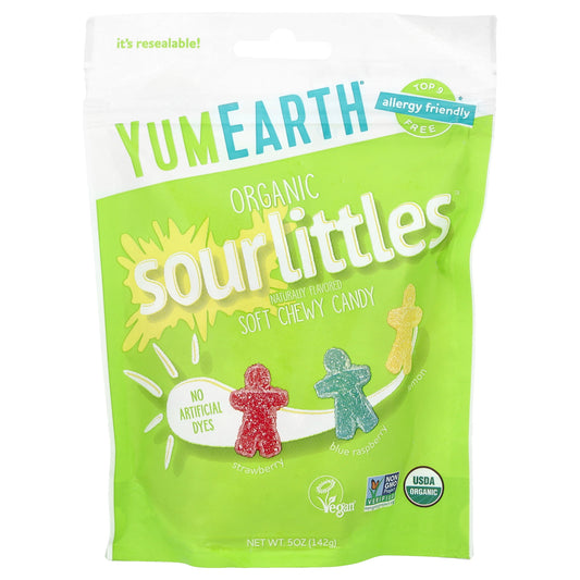 YumEarth, Organic Sour Littles, Soft Chew Candy, Strawberry, Blue Raspberry, Lemon, 5 oz (142 g)