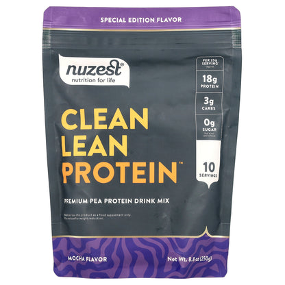 Nuzest, Clean Lean Protein™, Premium Pea Protein Drink Mix, Mocha , 8.8 oz (250 g)