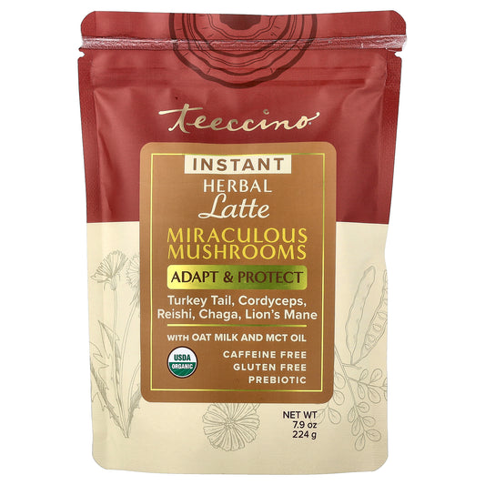 Teeccino, Instant Herbal Latte, Miraculous Mushrooms, Caffeine Free, 7.9 oz (224 g)