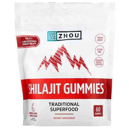 Zhou Nutrition, Shilajit Gummies, Natural Cherry Vanilla, 60 Gummies