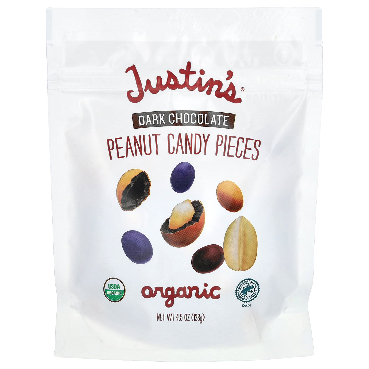 Justin's Nut Butter, Organic Peanut Candy Pieces,  Dark Chocolate, 4.5 oz (128 g)