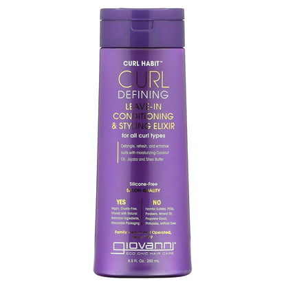 Giovanni, Curl Habit, Curl Defining Leave-In Conditioning & Styling Elixir, For All Curl Types, 8.5 fl oz (250 ml)