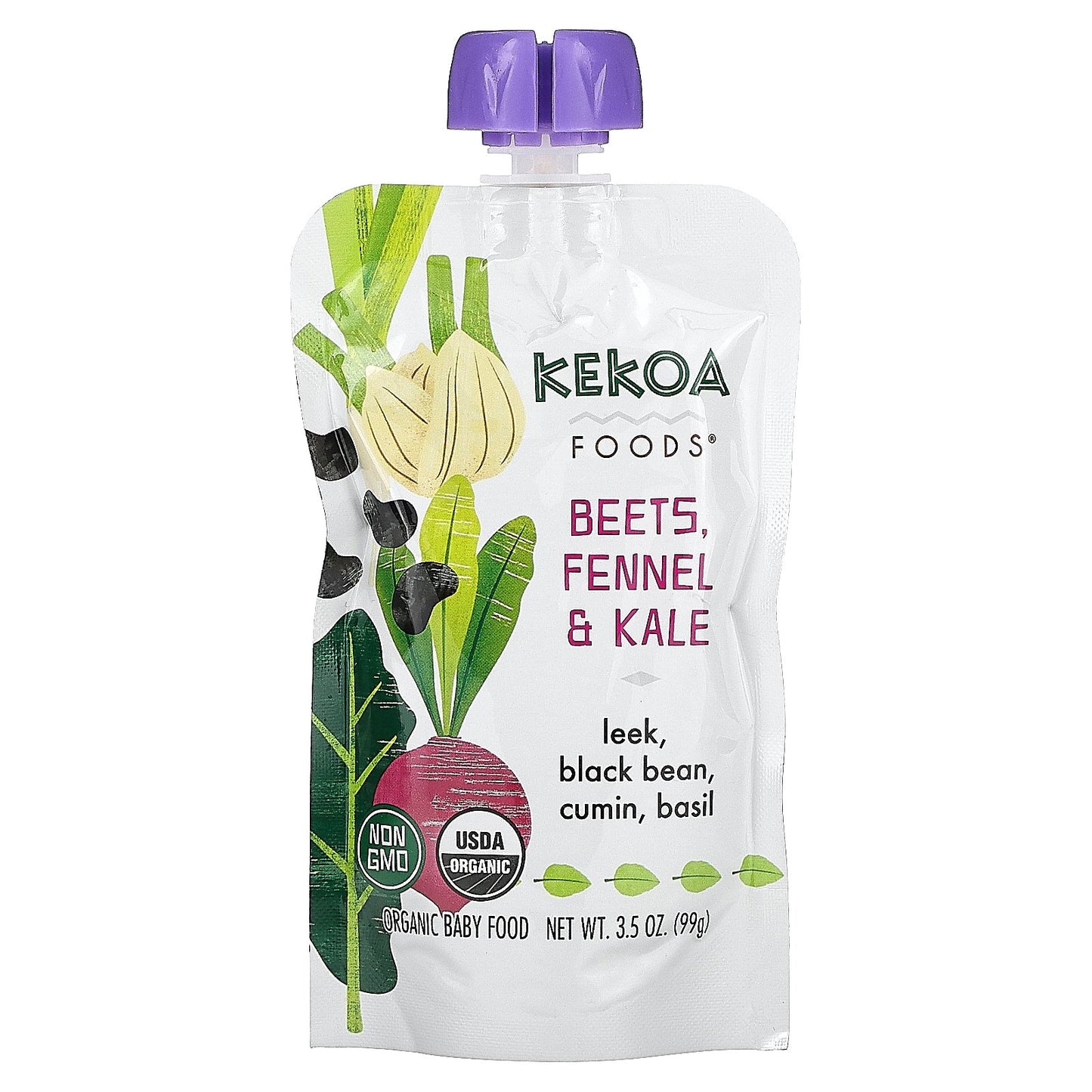 Kekoa, Organic Baby Food, Beets, Fennel, and Kale, 3.5 oz (99 g)