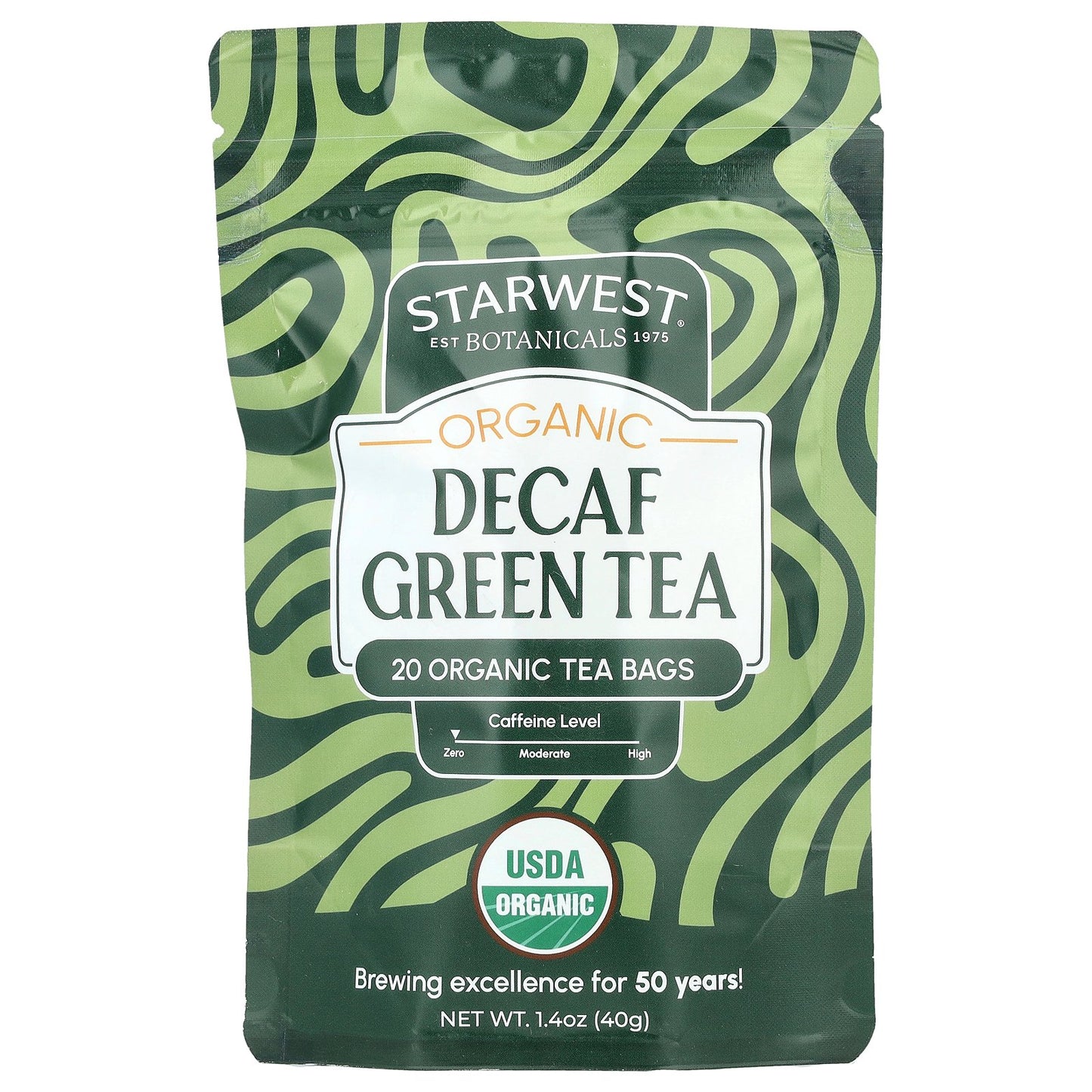 Starwest Botanicals, Organic Decaf Green Tea, 20 Tea Bags, 1.4 oz (40 g)