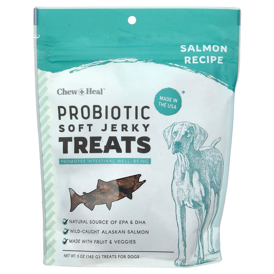 Chew + Heal, Probiotic Soft Jerky Treats, For Dogs, Salmon, 5 oz (142 g)