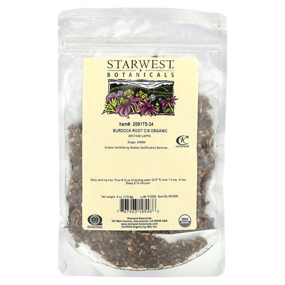 Starwest Botanicals, Organic Burdock Root, Cut & Sifted, 4 oz (113.4 g)