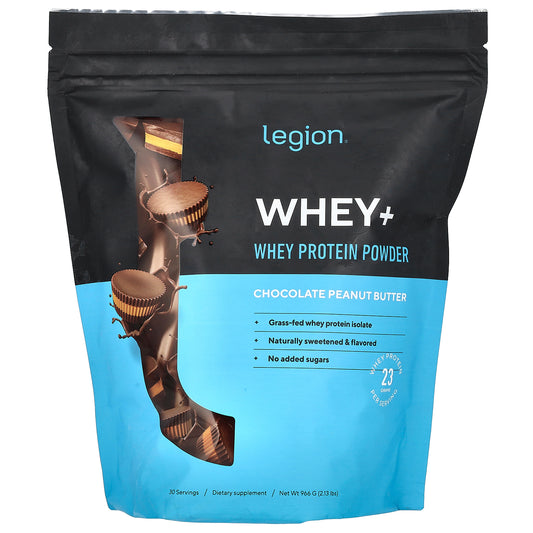Legion Athletics, Whey+, Whey Protein Powder, Chocolate Peanut Butter, 2.13 lbs (966 g)