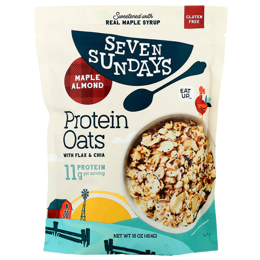 Seven Sundays, Protein Oats With Flax & Chia, Maple Almond, 16 oz (454 g)