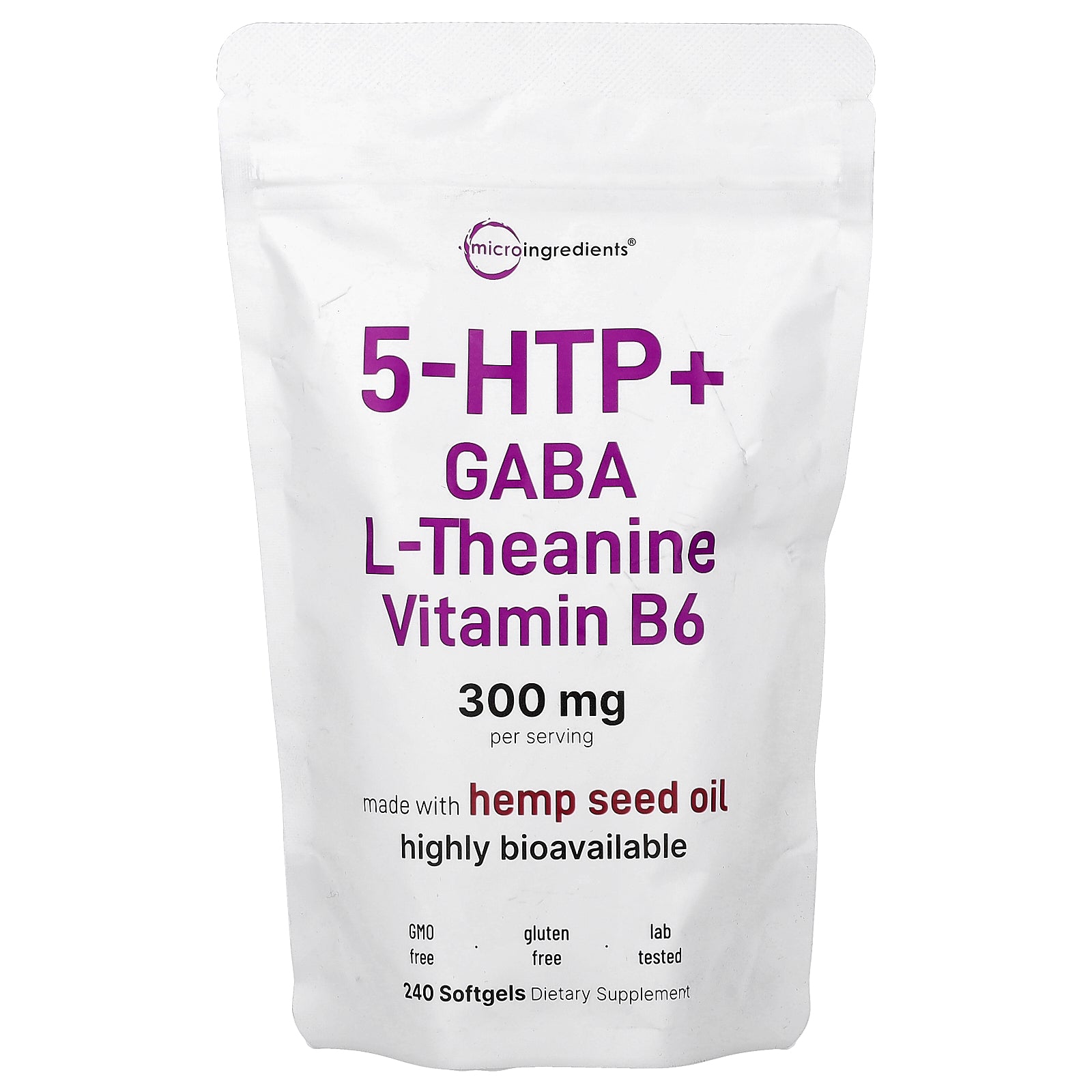 Micro Ingredients, 5 HTP + Gaba, L-Theanine, Vitamin B6, 240 Softgels