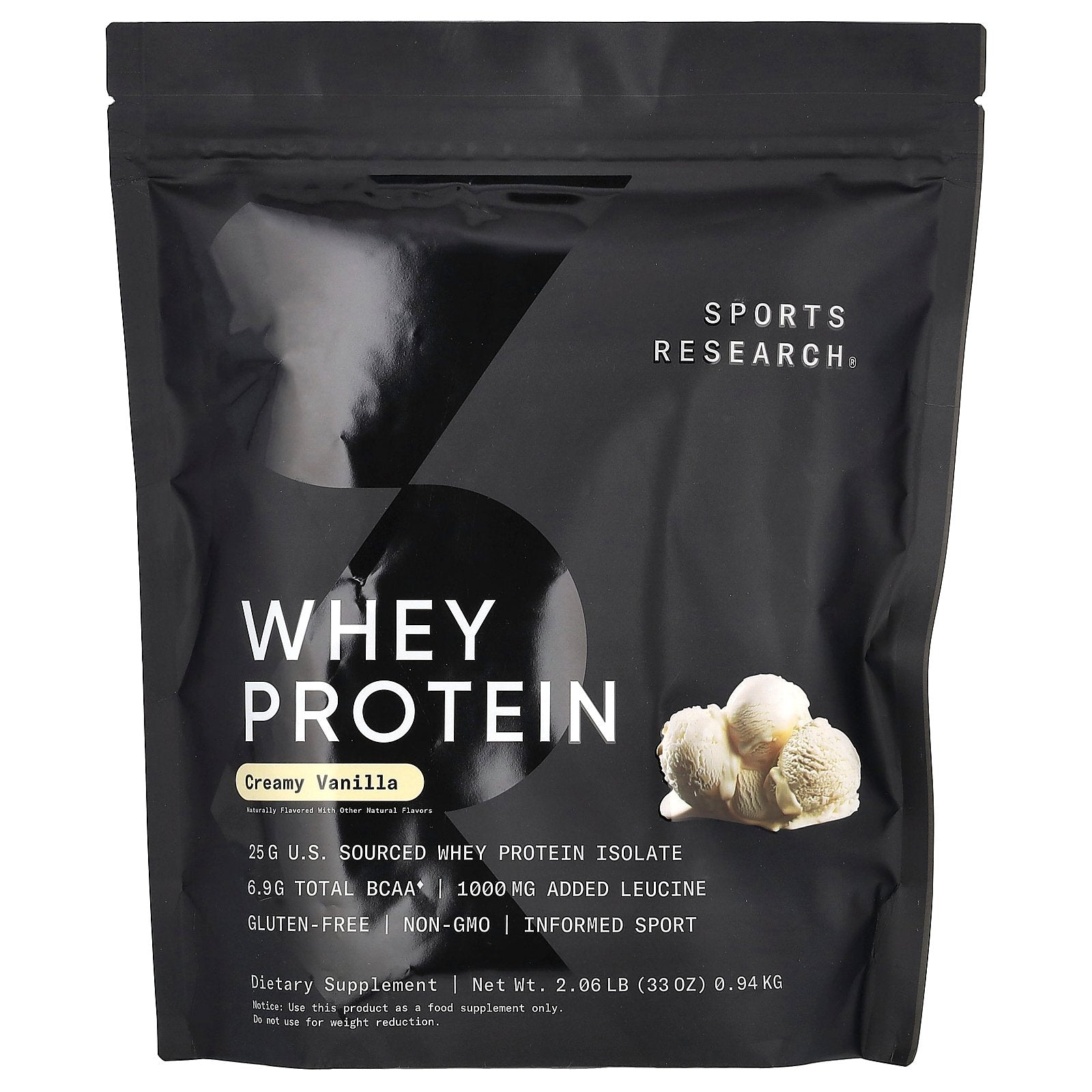 Sports Research, Whey Protein, Creamy Vanilla, 2.06 lb (0.94 kg)