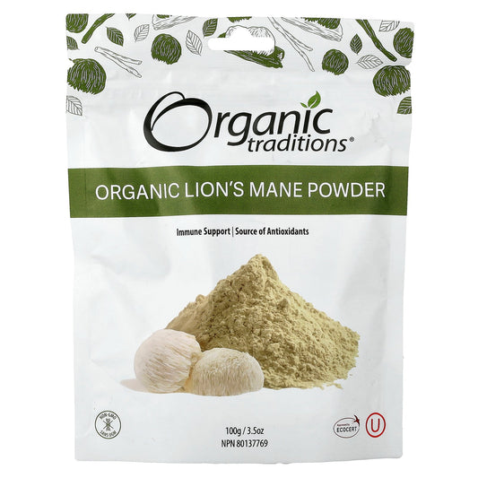 Organic Traditions, Organic Lion's Mane Powder, 3.5 oz (100 g)