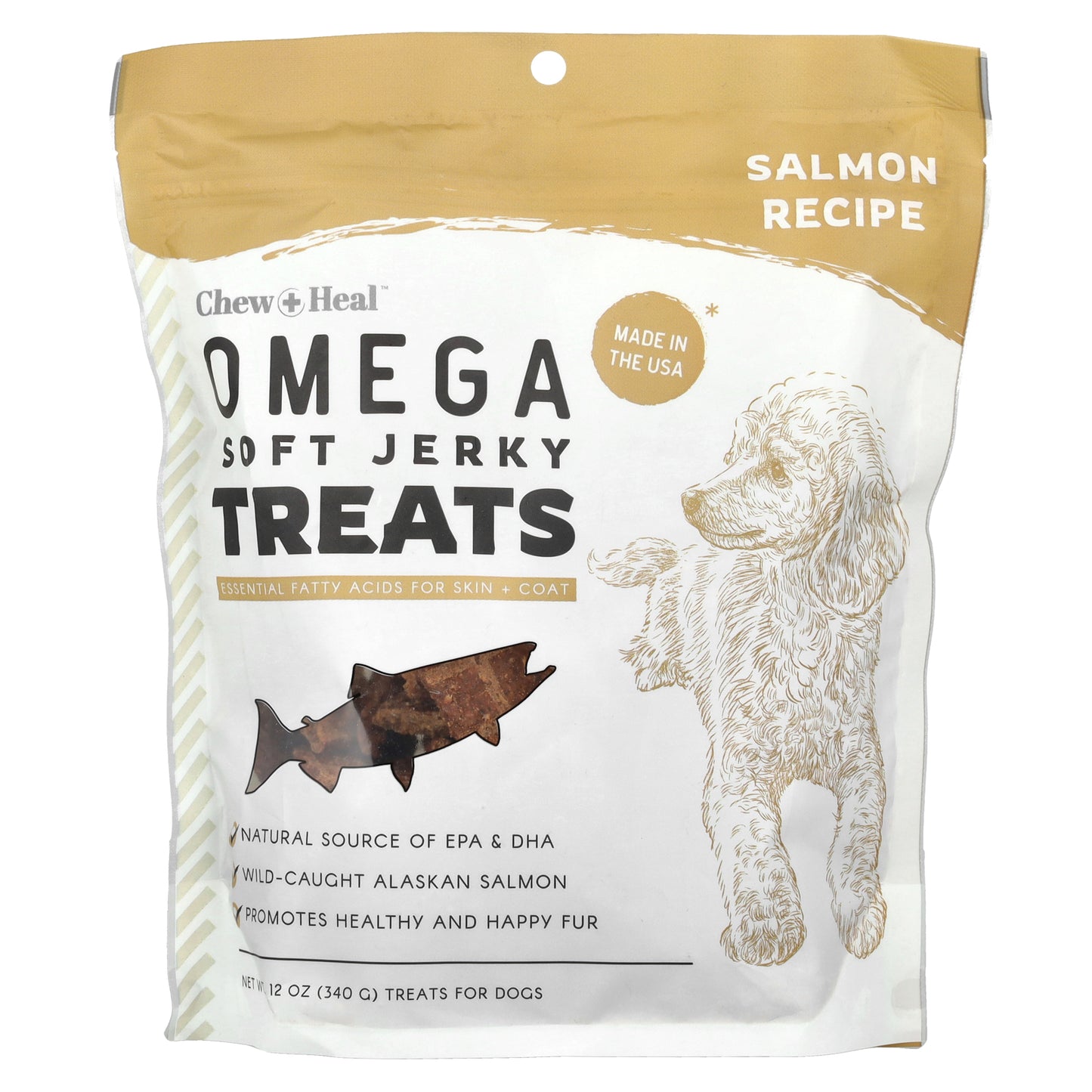 Chew + Heal, Omega Soft Jerky Treats, For Dogs, Salmon, 12 oz (340 g)