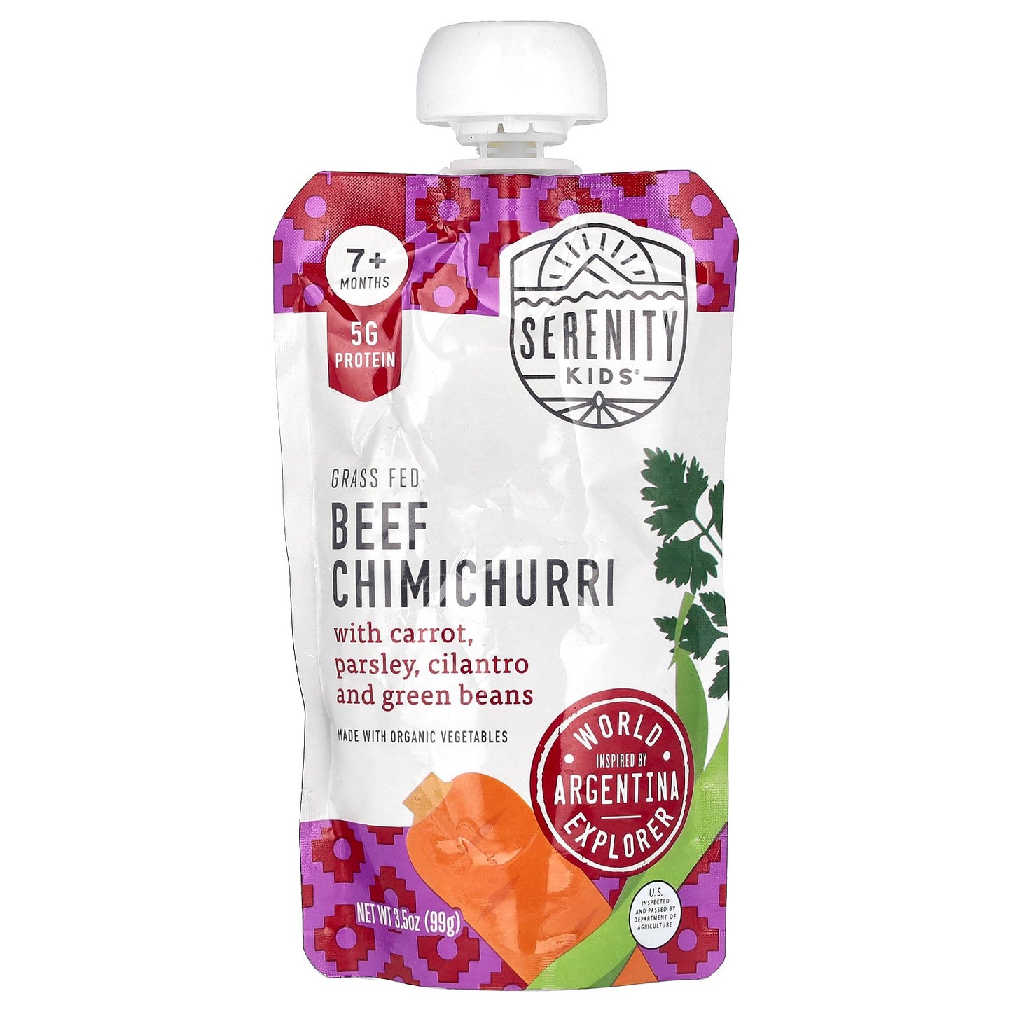 Serenity Kids, Beef Chimichurri with Carrot, Parsley, Cilantro and Green Beans, 7+ Months, 3.5 oz (99 g)