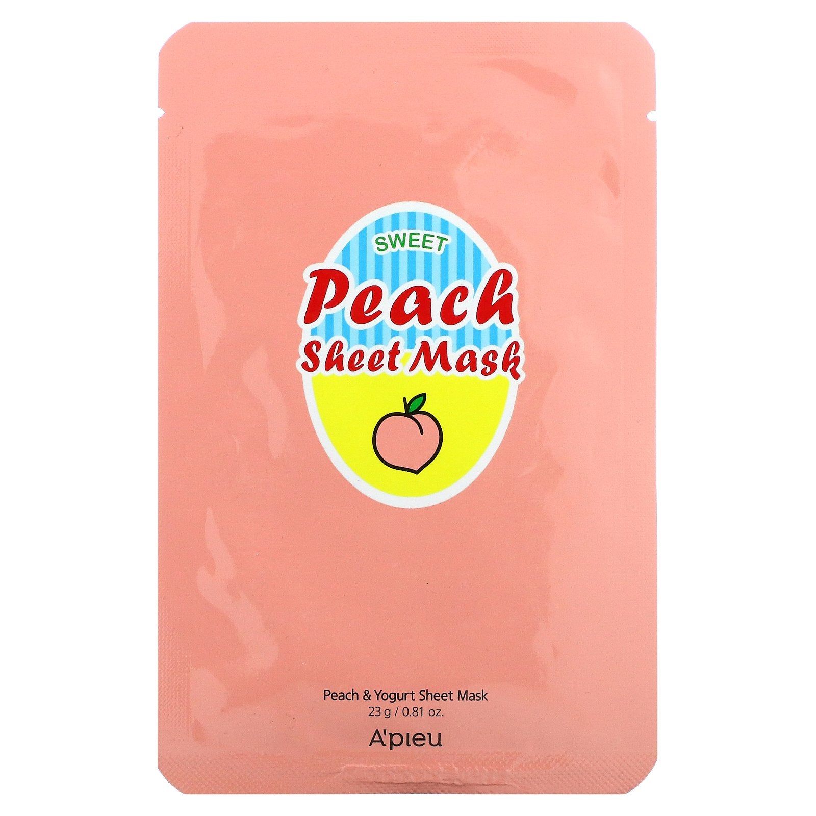 A'Pieu, Sweet Peach Beauty Sheet Mask, Peach and Yogurt, 1 Sheet, 0.81 oz (23 g)