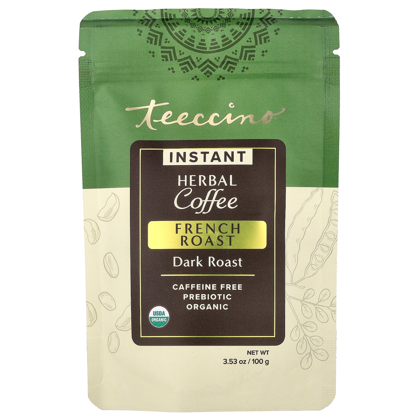 Teeccino, Instant Herbal Coffee, French Roast, Dark, Caffeine Free, 3.53 oz (100 g)