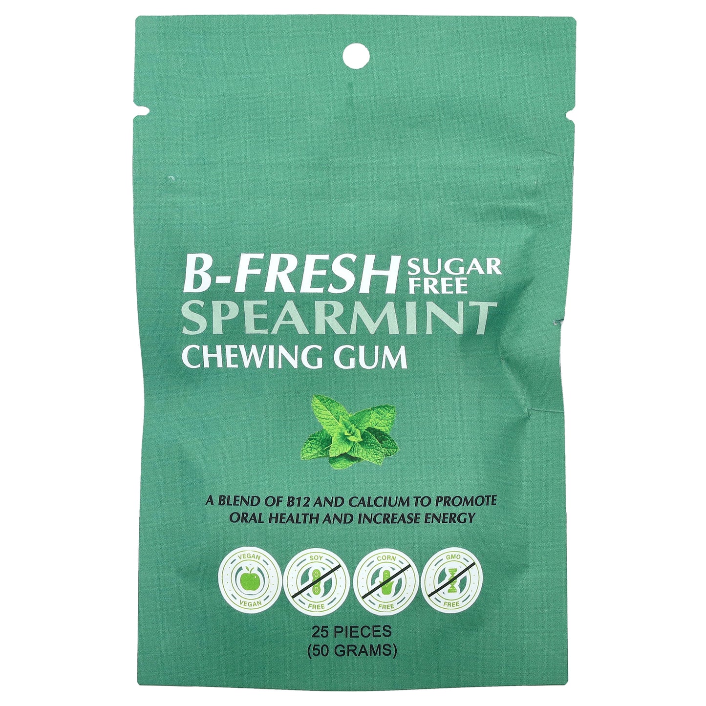 B-Fresh, Chewing Gum, Sugar Free, Spearmint, 25 Pieces (50 g)