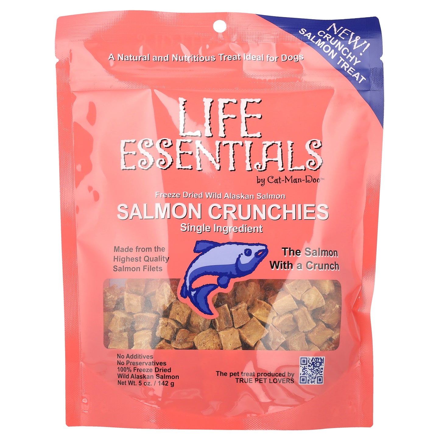 Cat-Man-Doo, Life Essentials, Freeze Dried Wild Alaskan Salmon Crunchies, For Dogs, 5 oz (142 g)