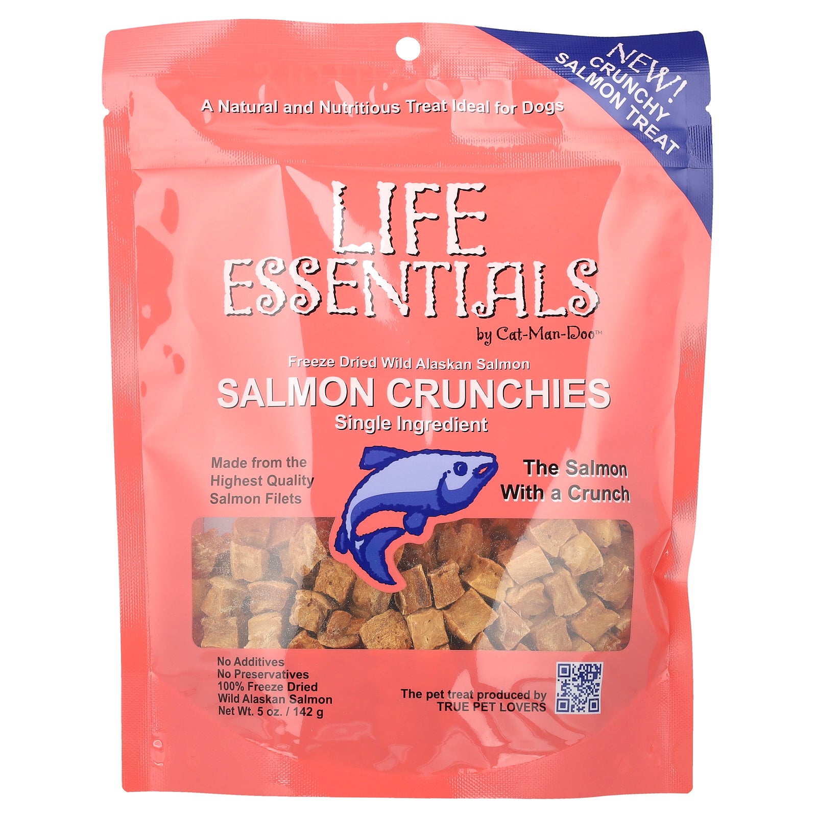 Cat-Man-Doo, Life Essentials, Freeze Dried Wild Alaskan Salmon Crunchies, For Dogs, 5 oz (142 g)