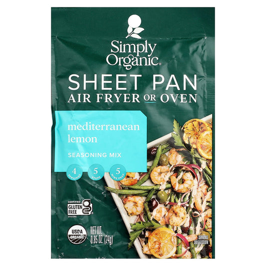 Simply Organic, Sheet Pan Seasoning Mix, Mediterranean Lemon, 0.85 oz (24 g)