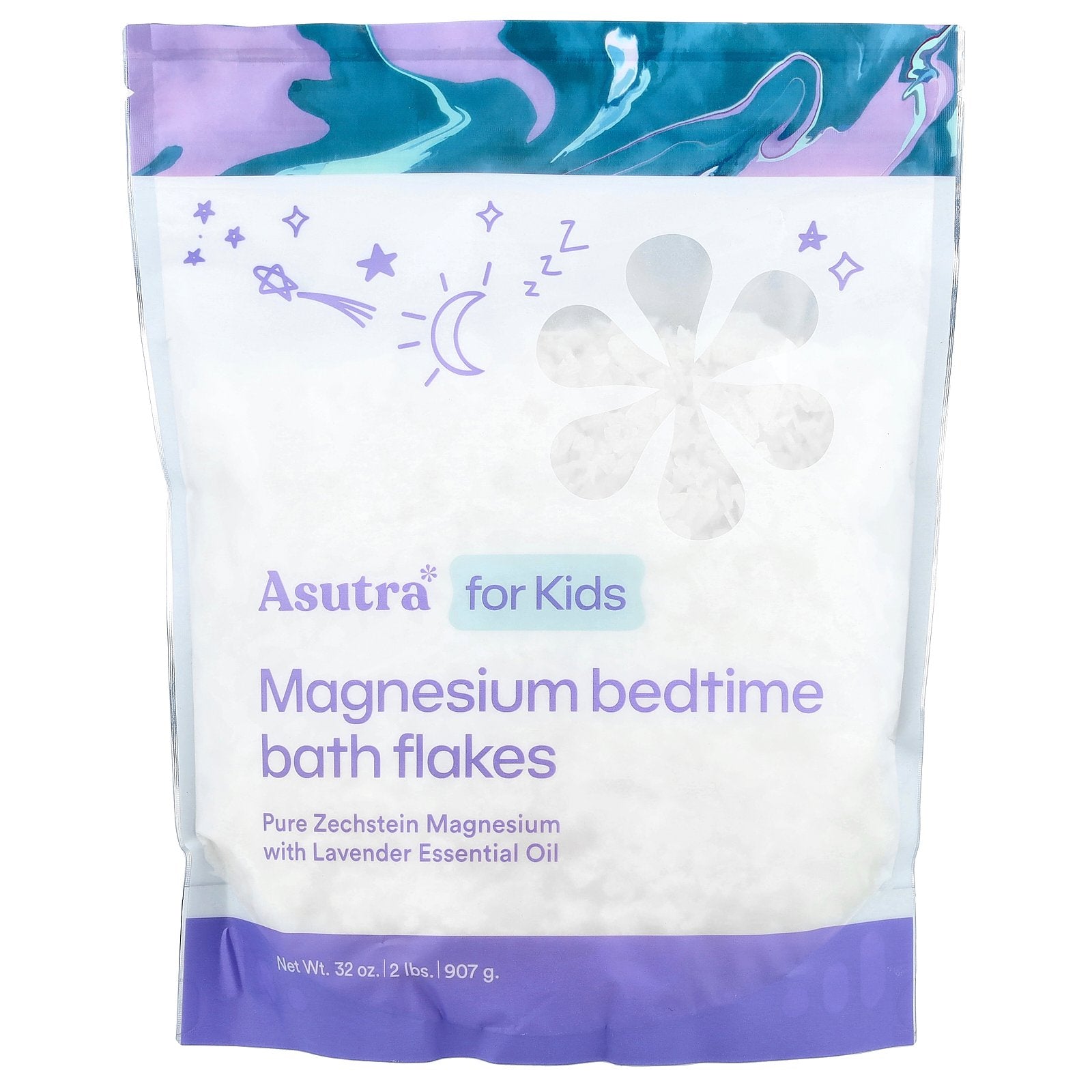 Asutra, Kids, Magnesium Bedtime Bath Flakes, 32 oz (907 g)
