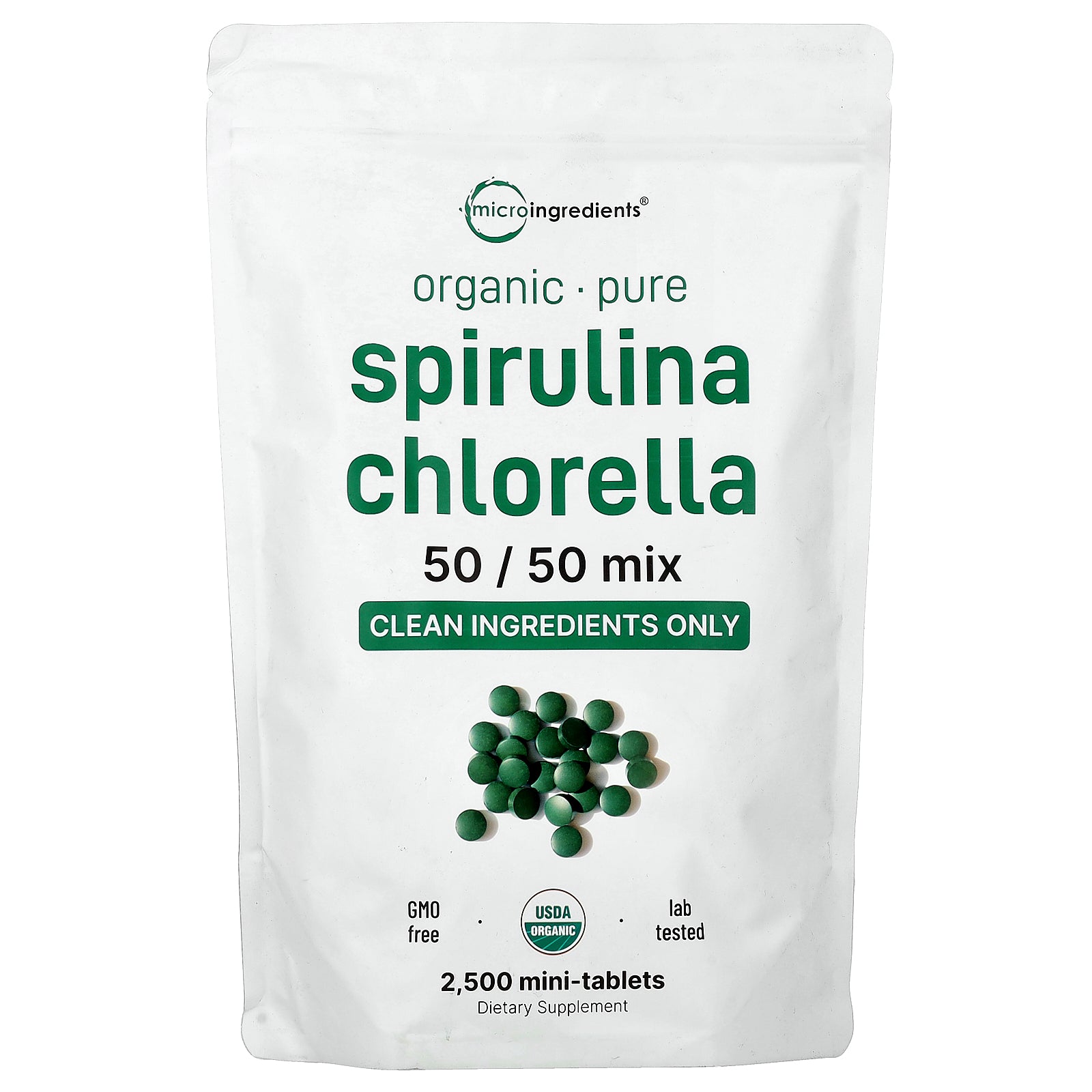 Micro Ingredients, Organic Spirulina Chlorella, 2,500 Mini Tablets