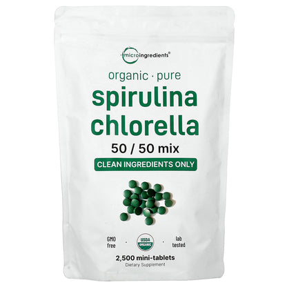 Micro Ingredients, Organic Spirulina Chlorella, 2,500 Mini Tablets
