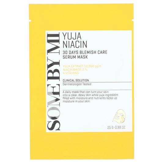 SOME BY MI, Yuja Niacin, 30 Day Blemish Care Serum Beauty Mask , 1 Sheet Mask, 0.88 oz (25 g)