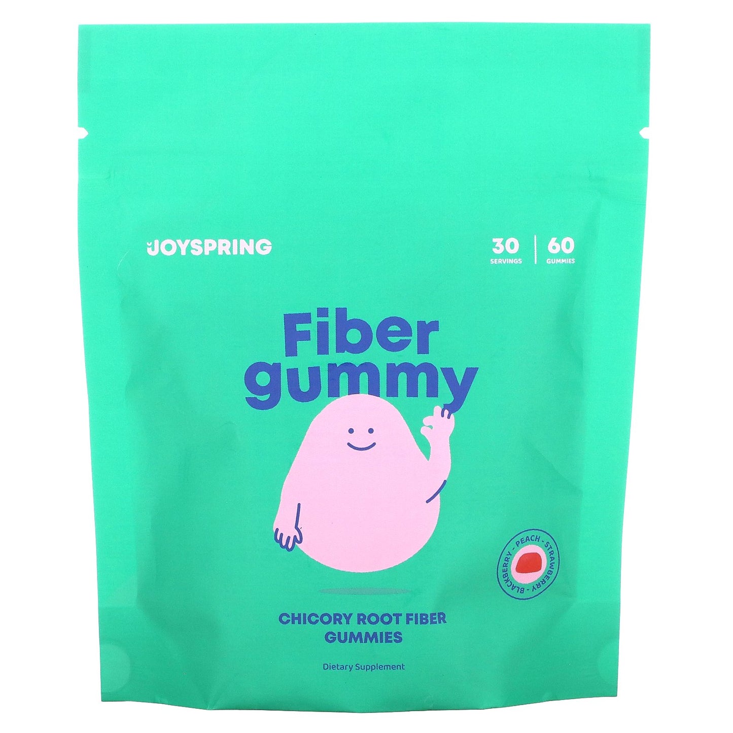 JoySpring, Chicory Root Fiber Gummies, Blackberry, Peach, Strawberry, 3 g, 60 Gummies (1.5 g per Gummy)