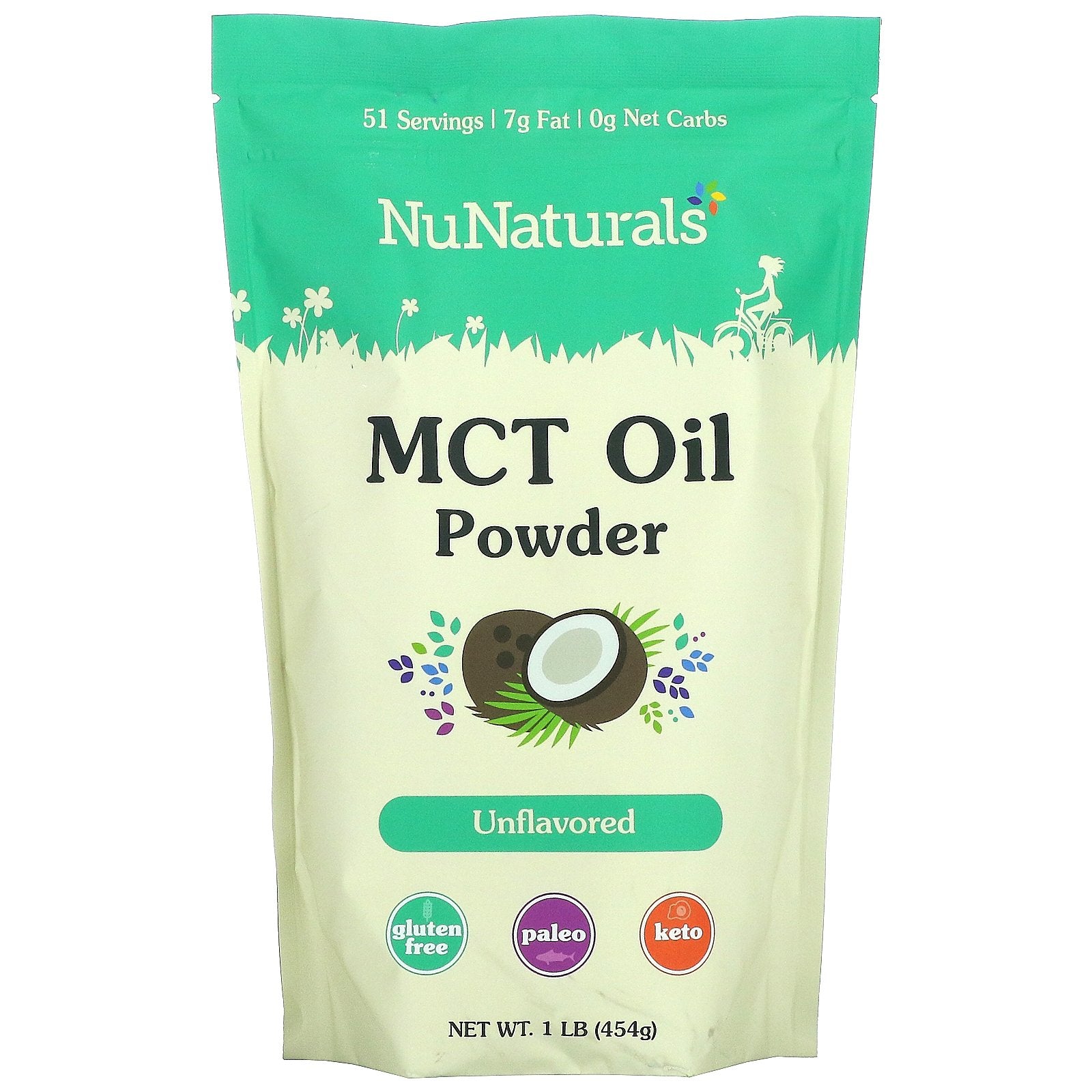 NuNaturals, MCT Oil Powder, Unflavored, 1 lb (454 g)