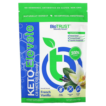 BioTRUST, Keto Elevate, C8 MCT Oil Powder, French Vanilla, 6.3 oz (181 g)