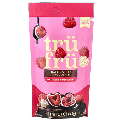 Tru Fru, Freeze-Dried Raspberries, Dark + White Chocolate, 1.7 oz (48 g)