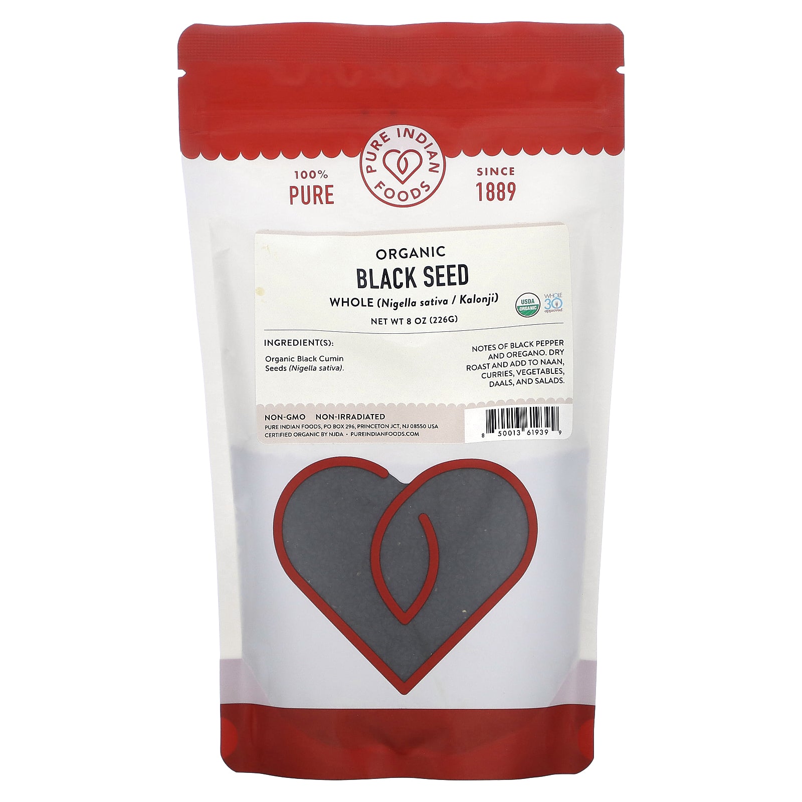 Pure Indian Foods, Organic Whole Black Seed , 8 oz (226 g)