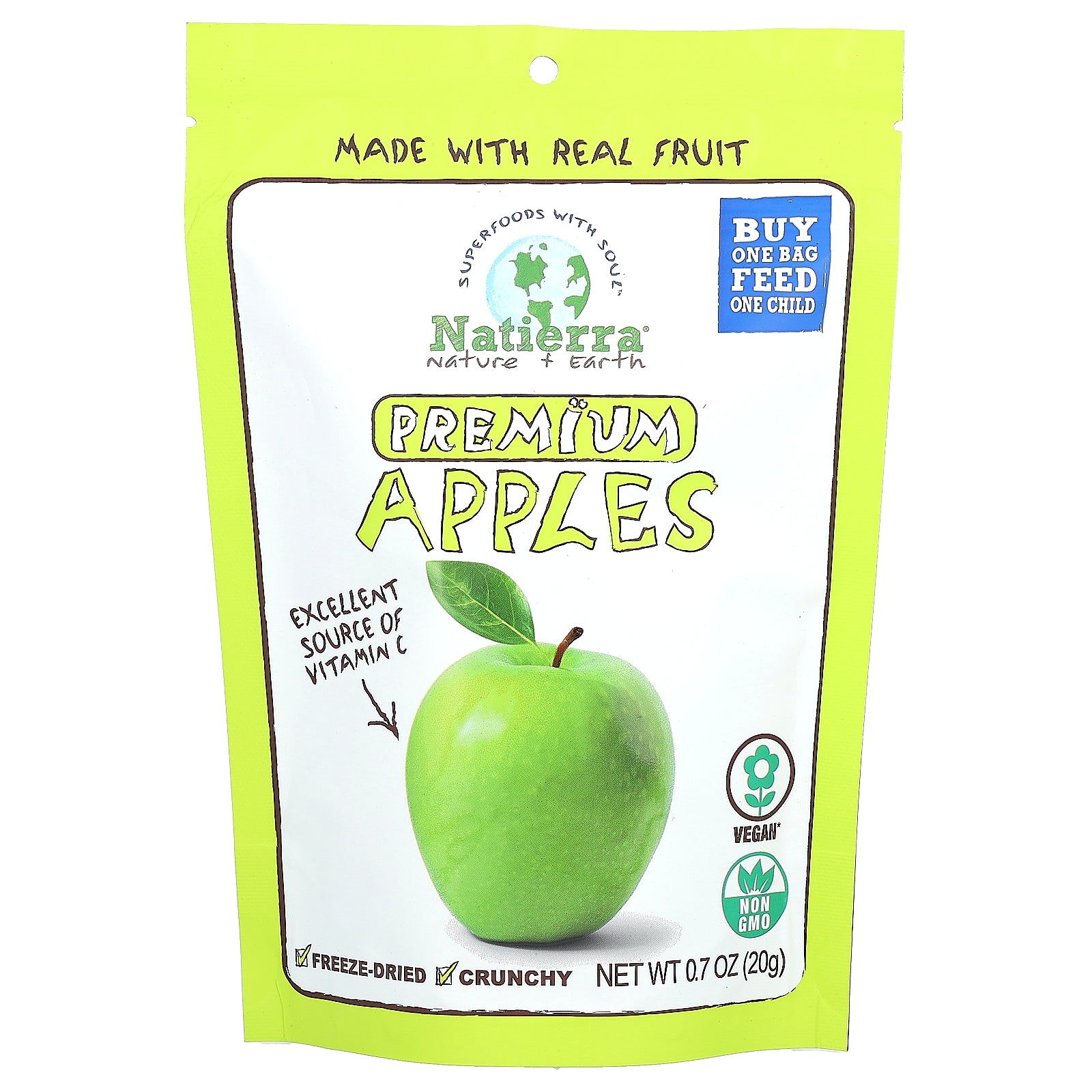 Natierra, Premium Freeze-Dried Apples, 0.7 oz (20 g)