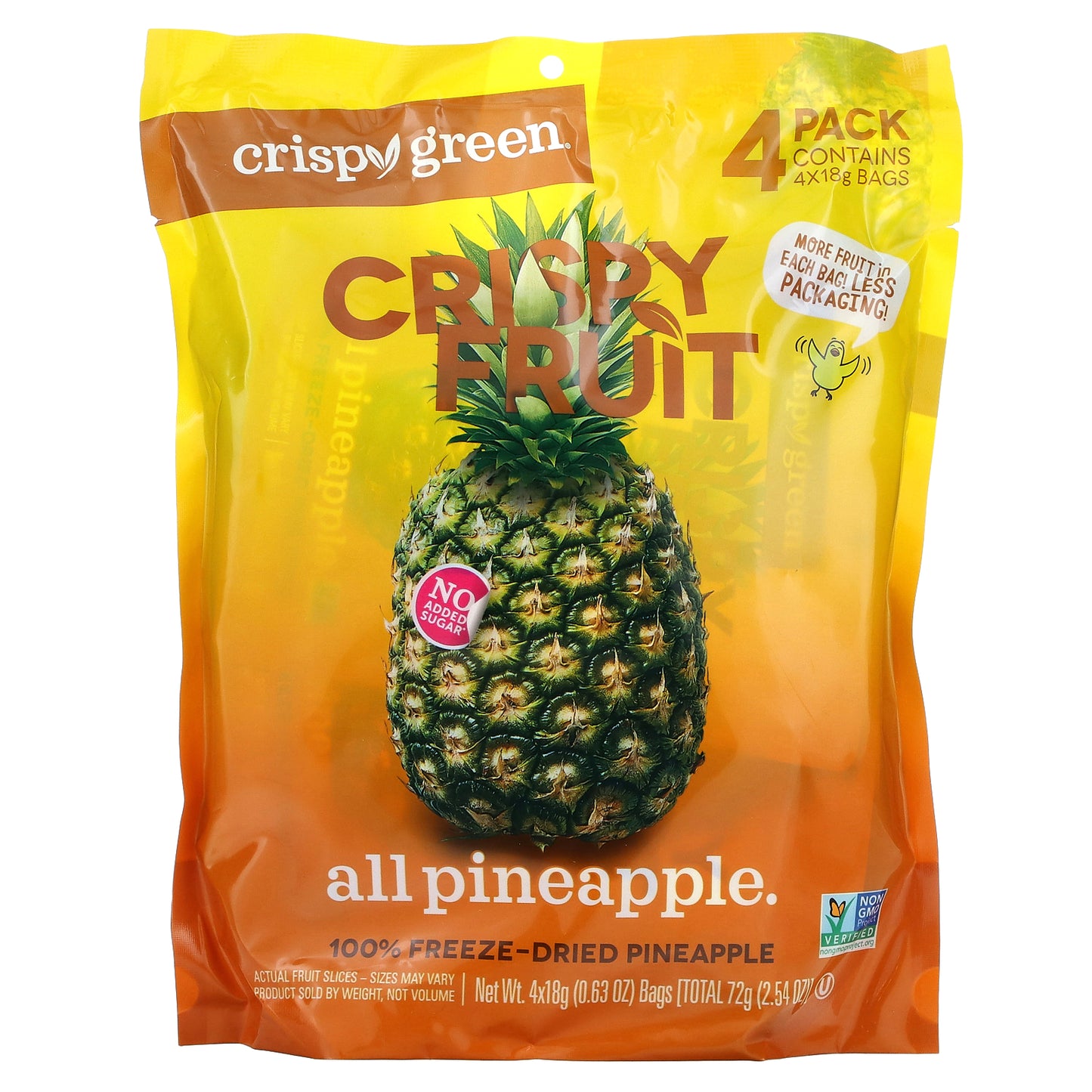 Crispy Green, Crispy Fruit, All Pineapple, 4 Pack, 0.63 oz (18 g) Each