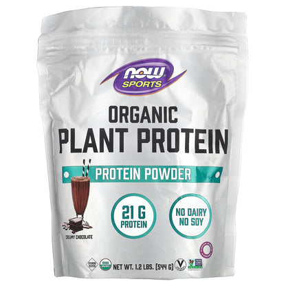 NOW Foods, Sports, Organic Plant Protein Powder, Creamy Chocolate, 1.2 lbs (544 g)