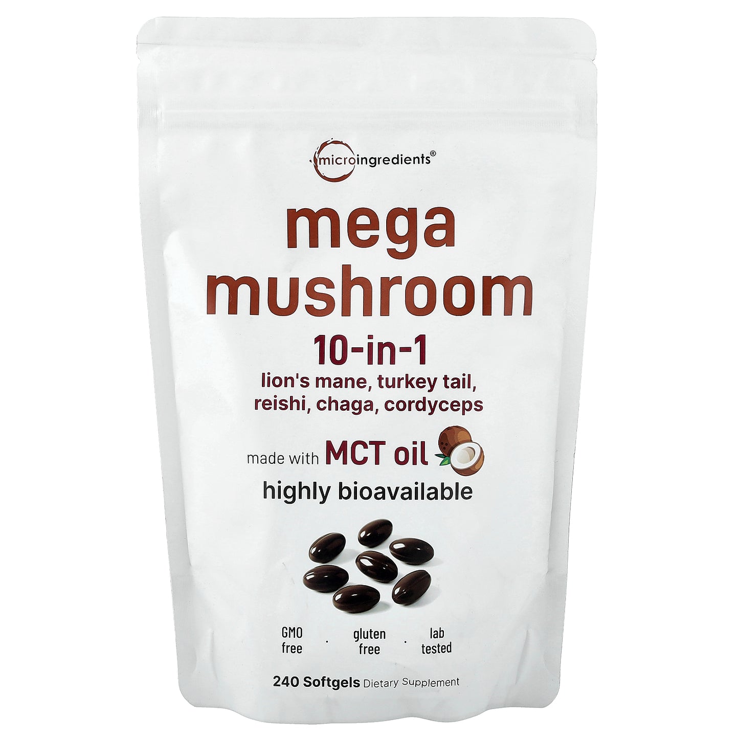 Micro Ingredients, Mega Mushroom, 10-in-1, 240 Softgels