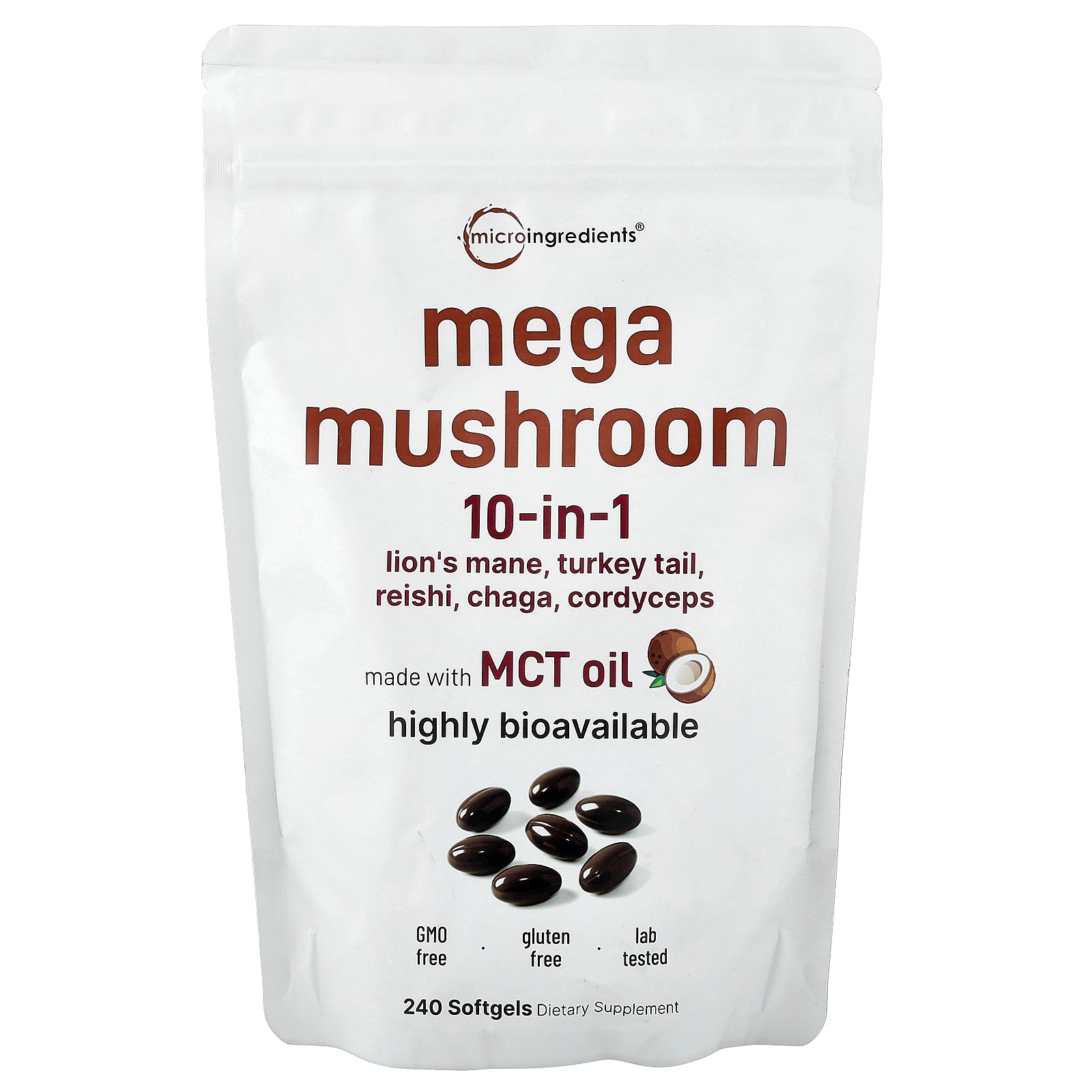 Micro Ingredients, Mega Mushroom, 10-in-1, 240 Softgels
