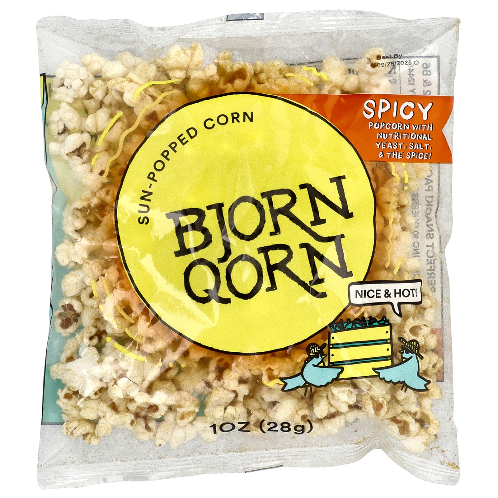 BjornQorn, Sun-Popped Corn, Spicy, 1 oz (28 g)