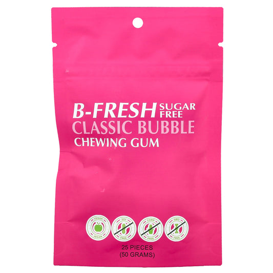 B-Fresh, Chewing Gum, Sugar Free, Classic Bubble, 25 Pieces, (50 g)