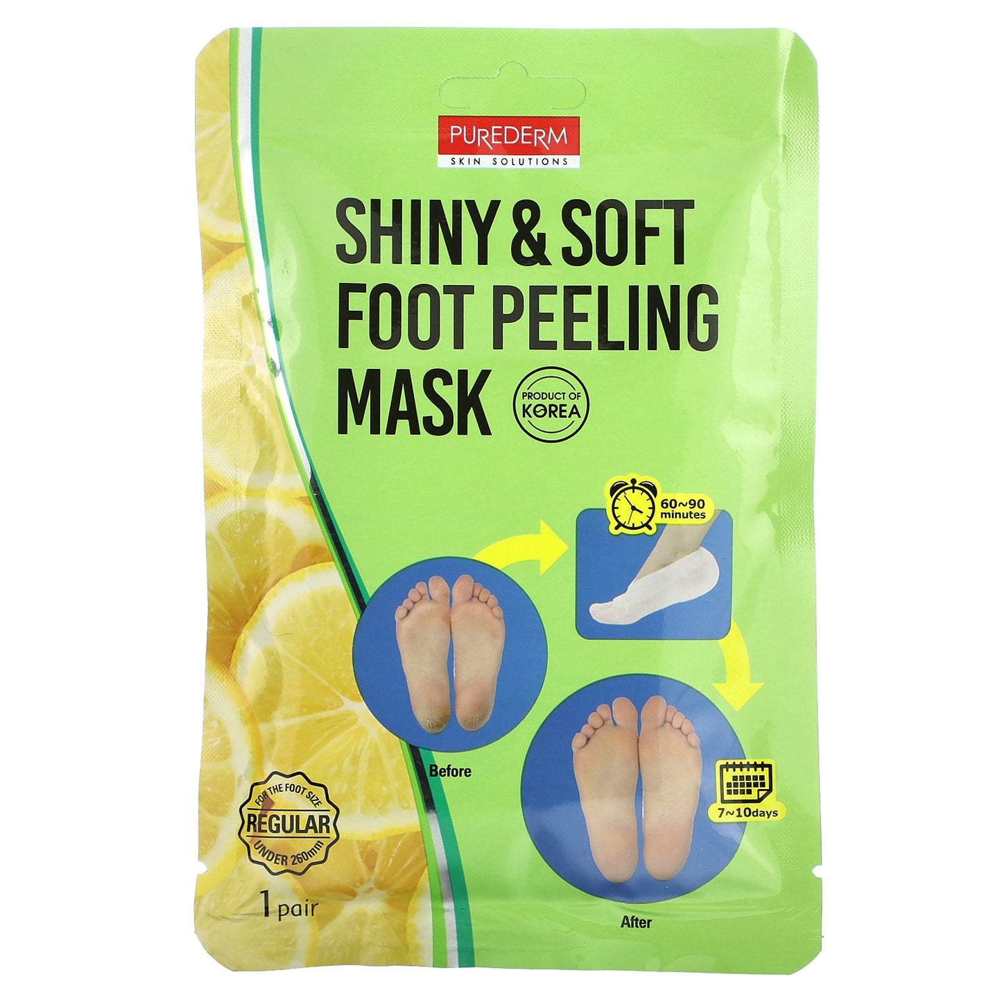 Purederm, Shiny & Soft Foot Peeling Beauty Mask, Regular, 1 Pair, 17 g