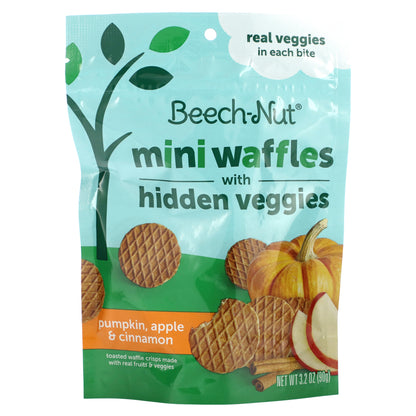 Beech-Nut, Mini Waffles with Hidden Veggies, 12+ Months, Pumpkin, Apple & Cinnamon, 3.2 oz (90 g)