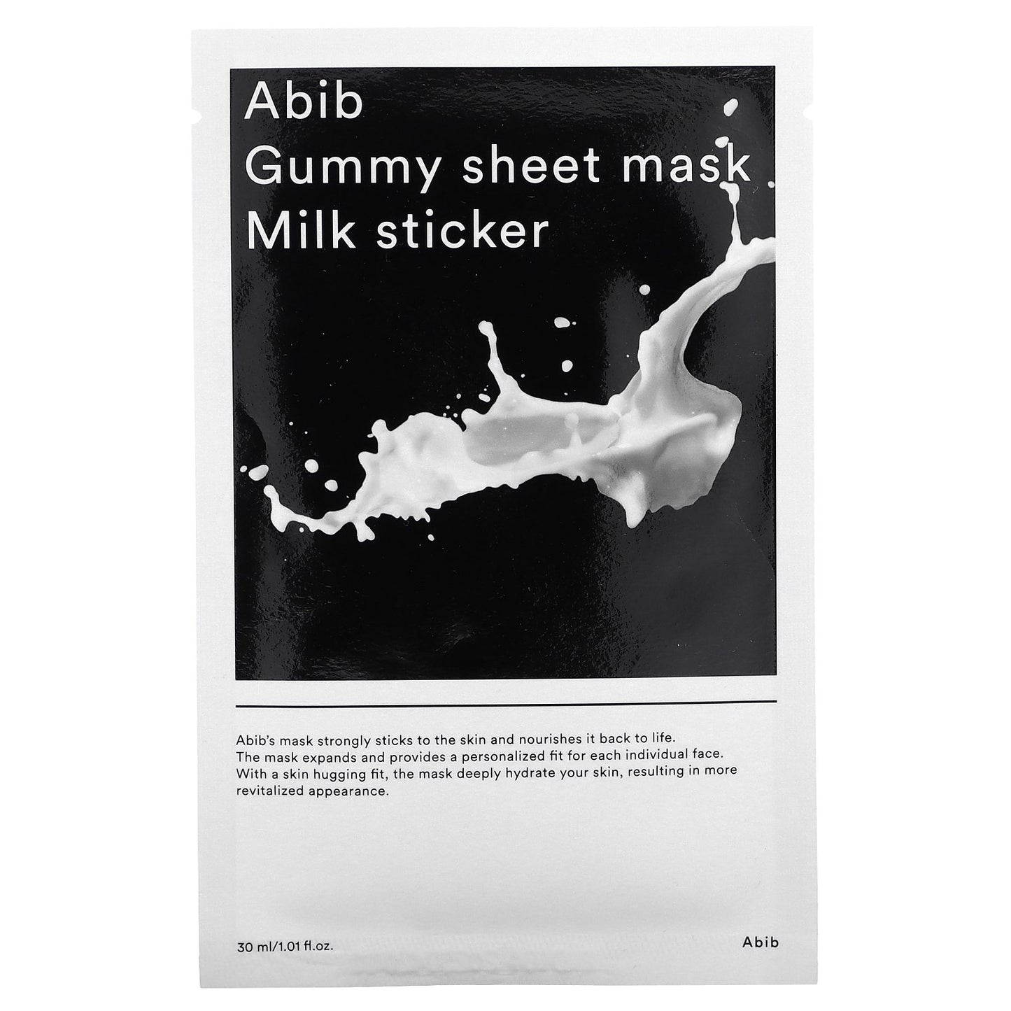 Abib, Gummy Beauty Sheet Mask, Milk Sticker, 1 Sheet Mask, 1.01 fl oz (30 ml)