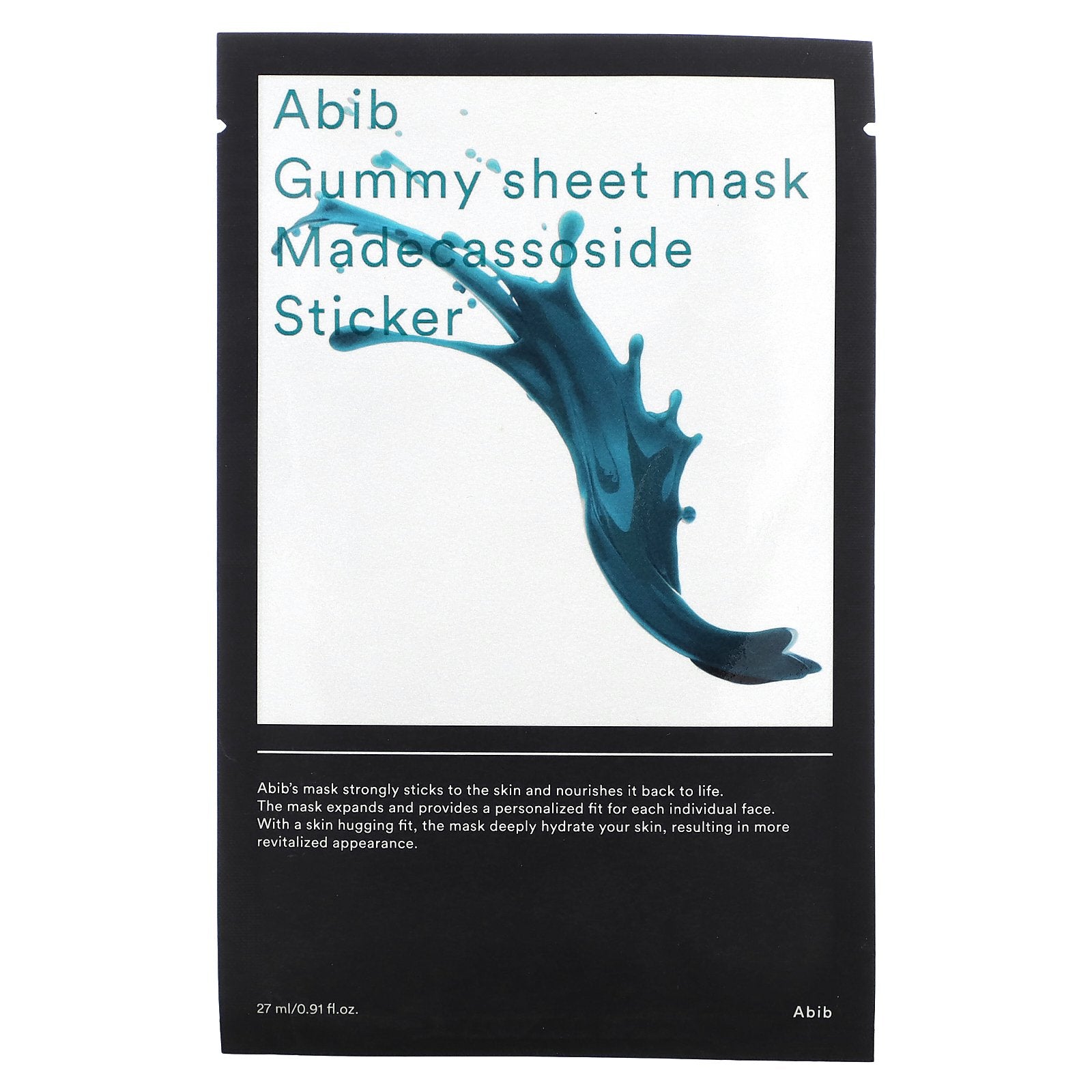 Abib, Gummy Beauty Sheet Mask, Madecassoside Sticker, 1 Sheet Mask, 0.91 fl oz (27 ml)