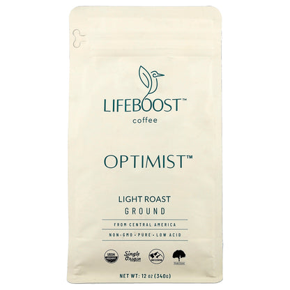 Lifeboost, Coffee, Optimist™, Ground, Light Roast, 12 oz (340 g)