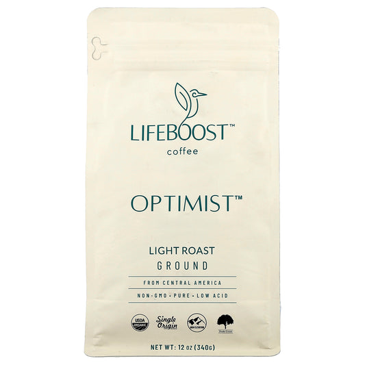 Lifeboost, Coffee, Optimist™, Ground, Light Roast, 12 oz (340 g)